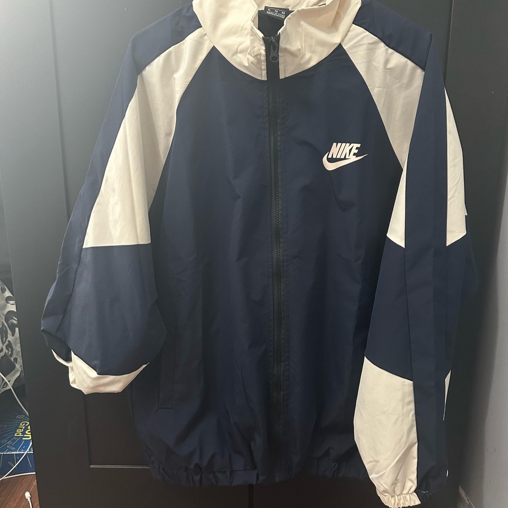 Nike Blue and Cream Jacket Windbreaker Track Jacket